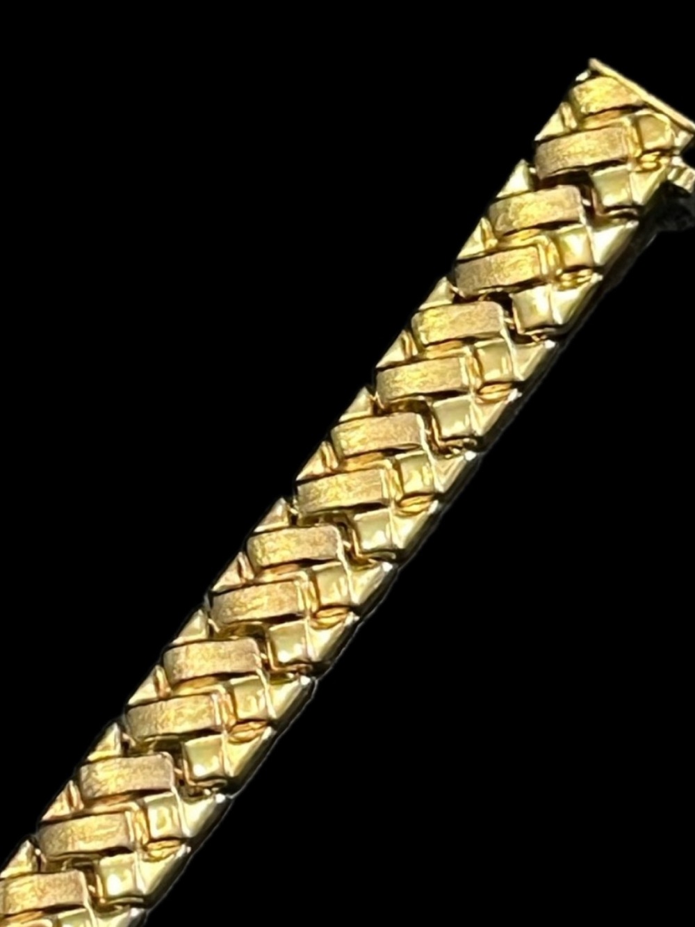 18k Gold Technibond statement Stampato Link Satin Shiny Bracelet Vintage HSN